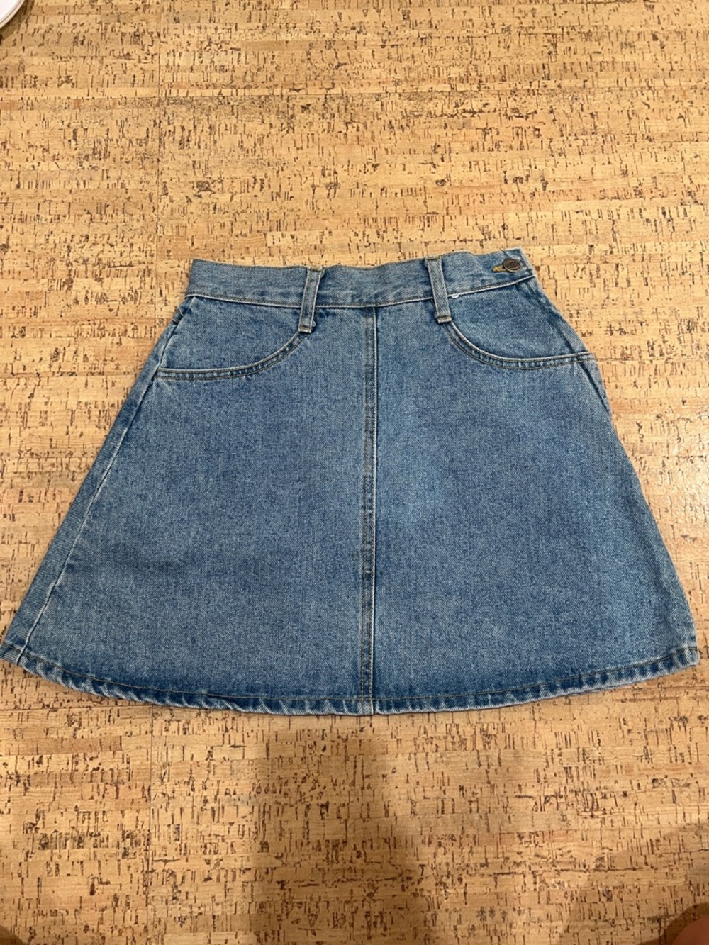 Vintage 90s Made in USA Denim Mini Skirt | Y2K A-Line High Waisted Jean Skirt